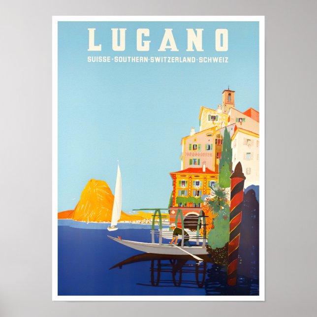 Póster Poster de viaje de Lugano Suiza (Frente)