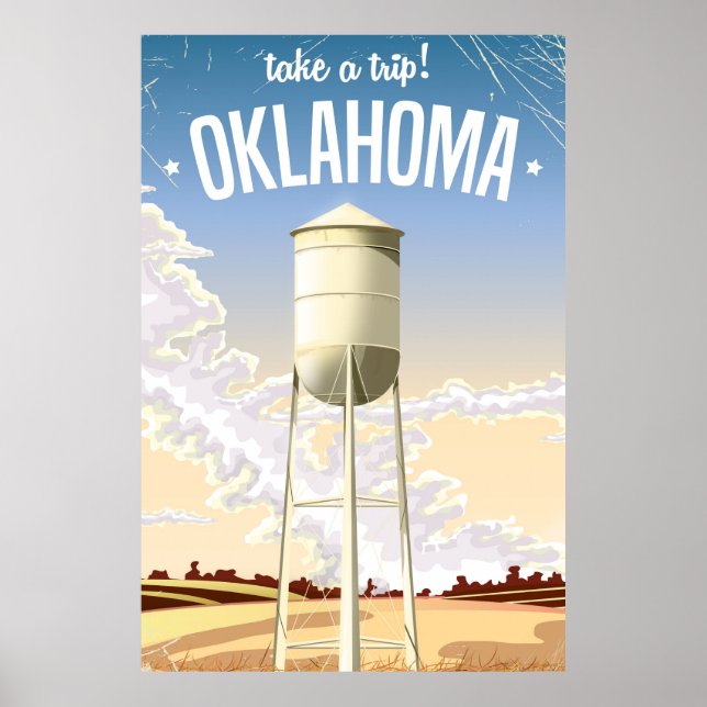 Póster Poster de viaje de Oklahoma vintage (Frente)
