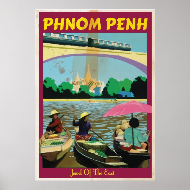 Póster Poster de viaje de Phnom Penh (Frente)