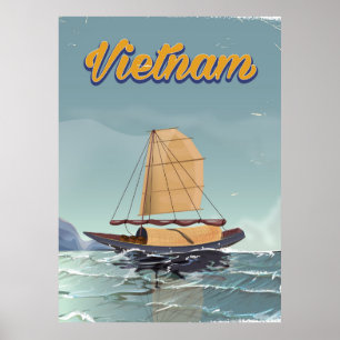 Póster Poster de viaje de vintage de bote de pesca de Vie