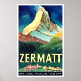 Póster Poster de viaje de Zermatt Suiza