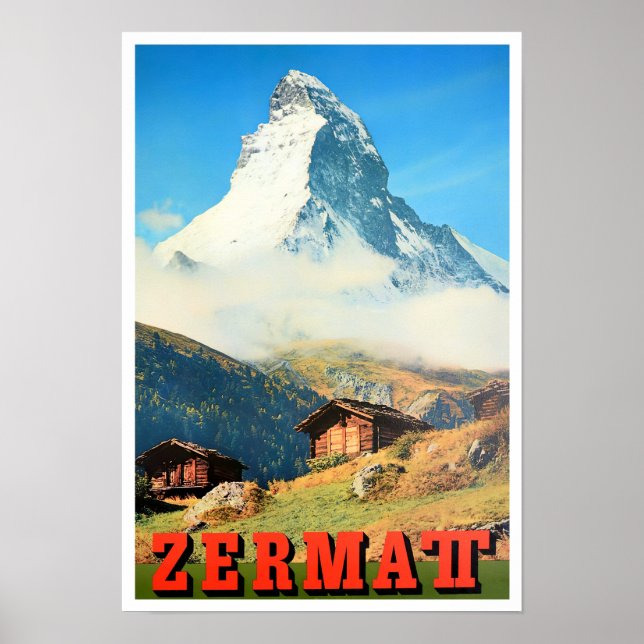 Póster Poster de viaje de Zermatt Suiza (Frente)