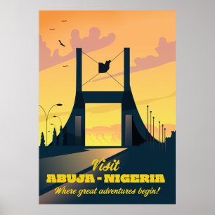 Póster poster de viaje en la puerta de la ciudad de Abuja