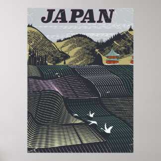 Póster Poster de viaje paisajista de Japón