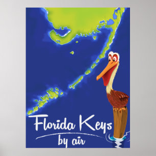 Póster Poster de viaje Pelican Vintage de Florida Keys