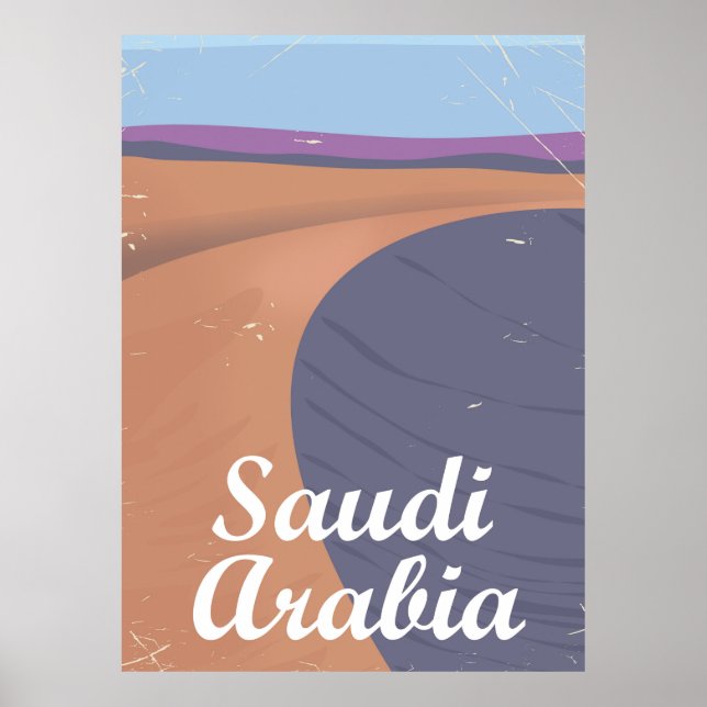 Póster Poster de viaje vintage de Arabia Saudita (Frente)