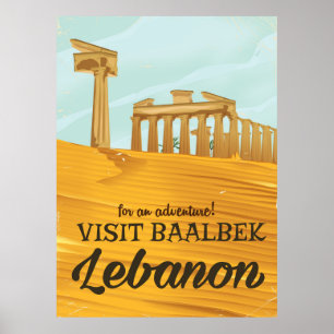 Póster Poster de viaje vintage de Baalbek Temple Lebanon