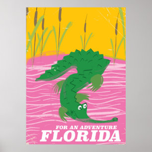 Póster Poster de viaje vintage de Florida Alligator