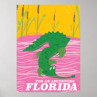 Póster Poster de viaje vintage de Florida Alligator