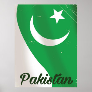 Póster Poster de viaje vintage de la bandera de Pakistán