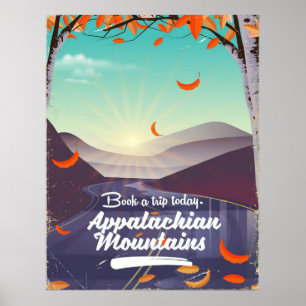 Póster Poster de viaje vintage de las Montañas Apalaches