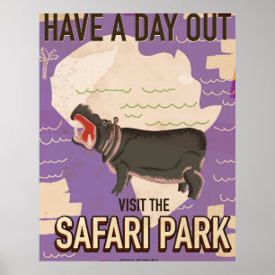 Póster Poster de viaje vintage de Safari Park.