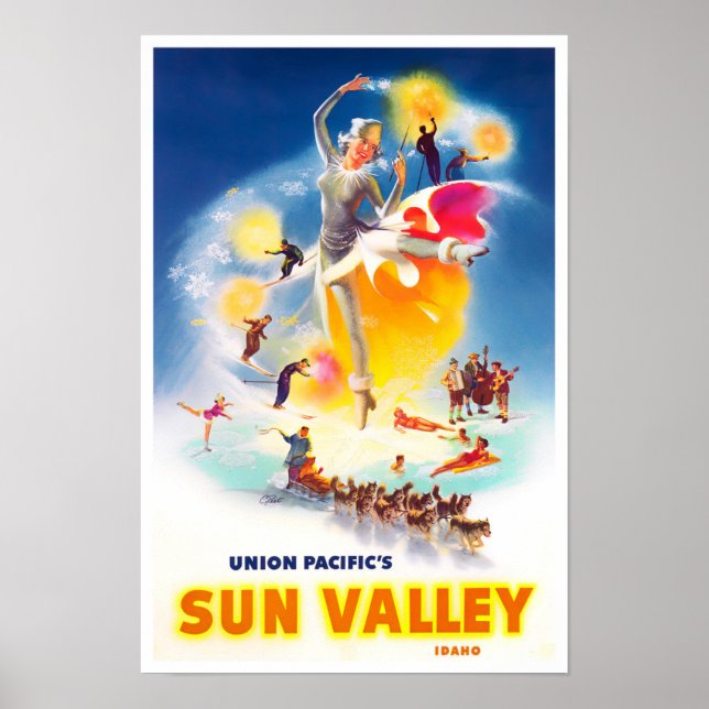 Póster Poster de viaje vintage de Sun Valley (Frente)