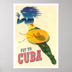 Póster Poster de viaje vintage en Cuba