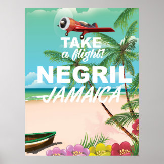 Póster Poster de viajes añejos de Negril Beach Jamaica