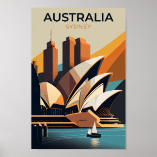 Póster Poster de viajes Australia Sydney Opera Vintage