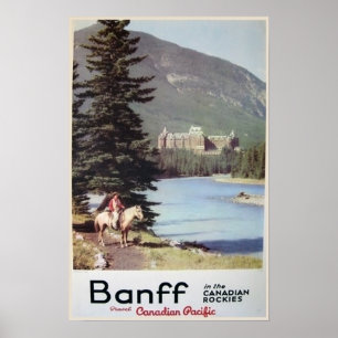 Póster Poster de viajes Banff Canadian Rockies Vintage
