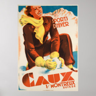 Póster Poster de Viajes Caux Suisse Vintage