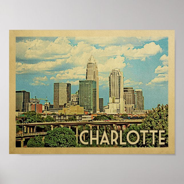 Póster Poster de viajes Charlotte Vintage (Frente)