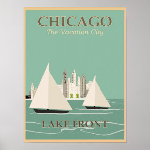 Póster Poster de viajes Chicago Vintage