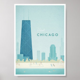 Póster Poster de viajes Chicago Vintage