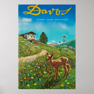 Póster Poster de Viajes con animales de la Suiza de Davos