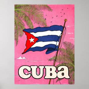 Póster Poster de Viajes con Bandera Cubana