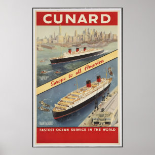 Póster Poster De Viajes Cunard Vintage Ad Retro Impresion