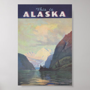 Póster Poster de Viajes de Alaska Vintage