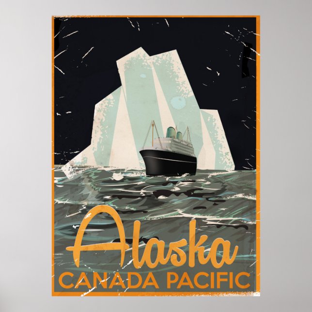 Póster Poster de Viajes de Alaska Vintage (Frente)