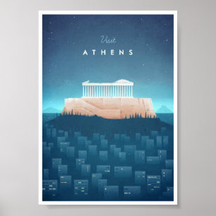 Póster Poster de Viajes de Atenas Vintage