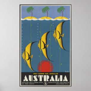 Póster Poster de viajes de Australia Viajes de época - Im