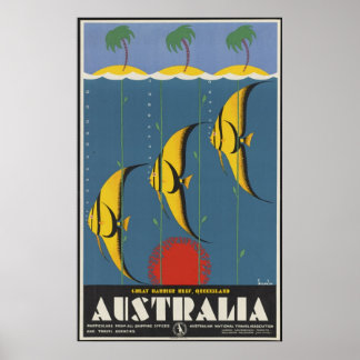 Póster Poster de viajes de Australia Viajes de época - Im
