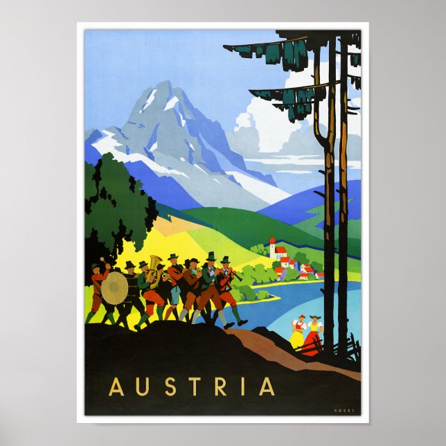 Póster Poster de Viajes de Austria Vintage (Frente)