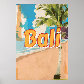 Póster Poster de viajes de Bali Beach vintage