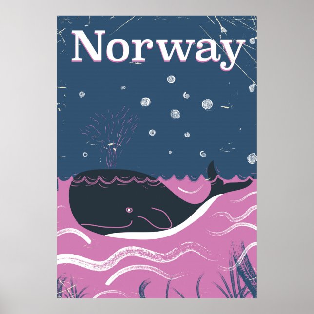Póster Poster de viajes de ballena de Noruega (Frente)