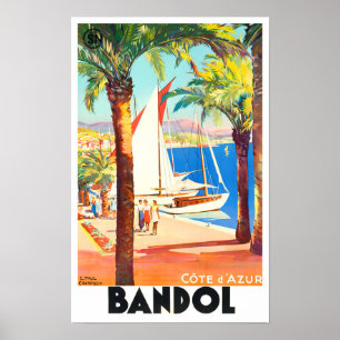 Póster Poster de viajes de Bandol France vintage