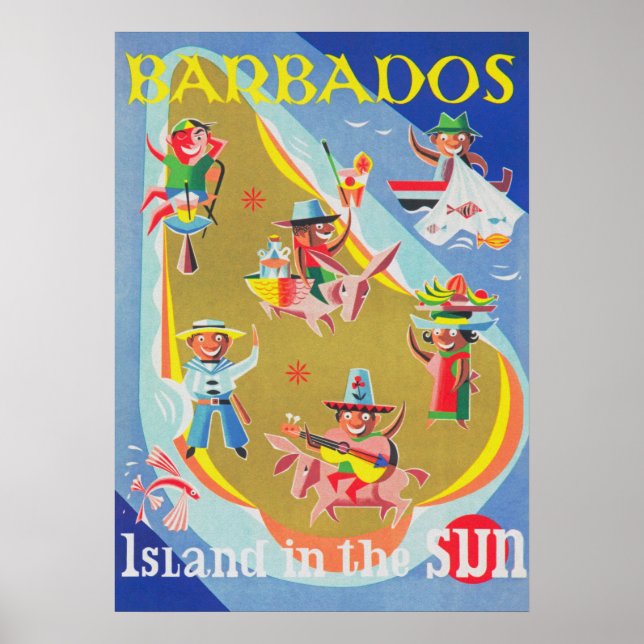 Póster Poster de Viajes de Barbados Vintage (Frente)
