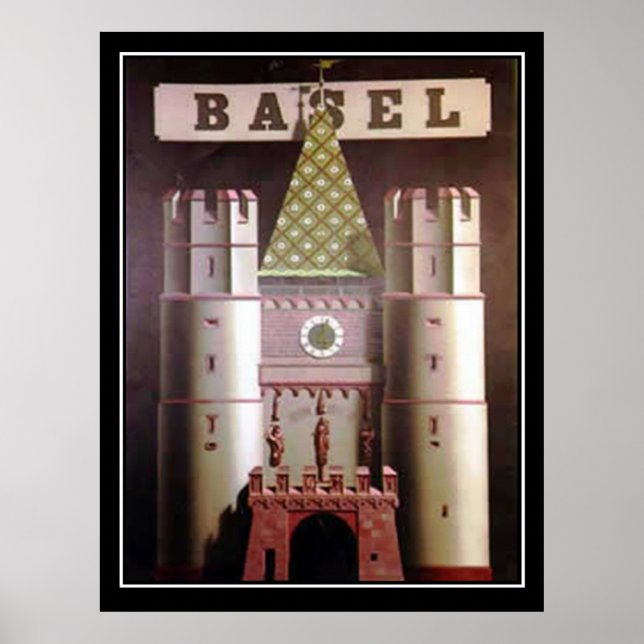 Póster Poster de Viajes de Basilea Suiza (Frente)