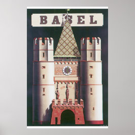 Póster Poster de viajes de Basilea Vintage