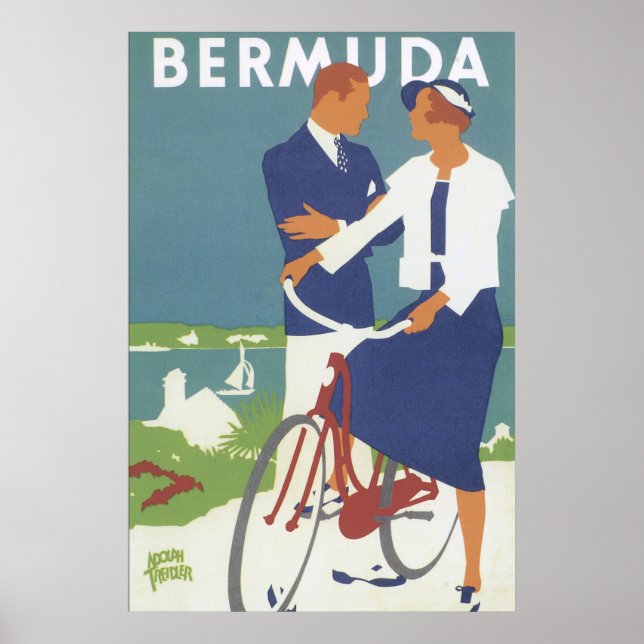 Póster Poster de Viajes de Bermuda Vintage (Frente)