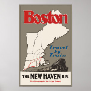 Póster Poster de Viajes de Boston Vintage