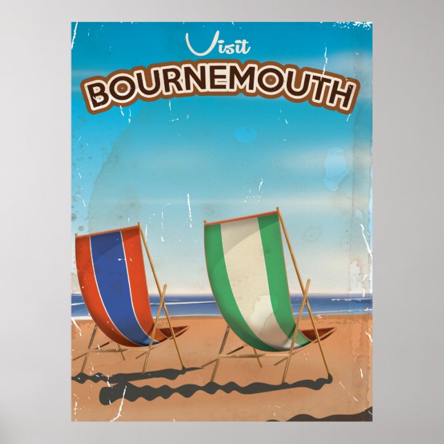 Póster Poster de viajes de Bournemouth vintage (Frente)
