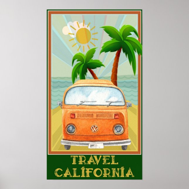 Póster Poster de Viajes de California Vintage (Frente)