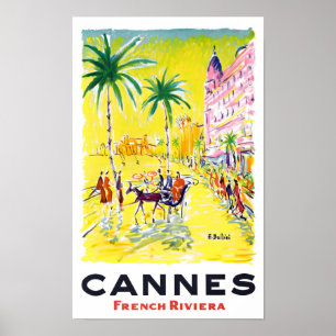 Póster Poster de viajes de Cannes France vintage