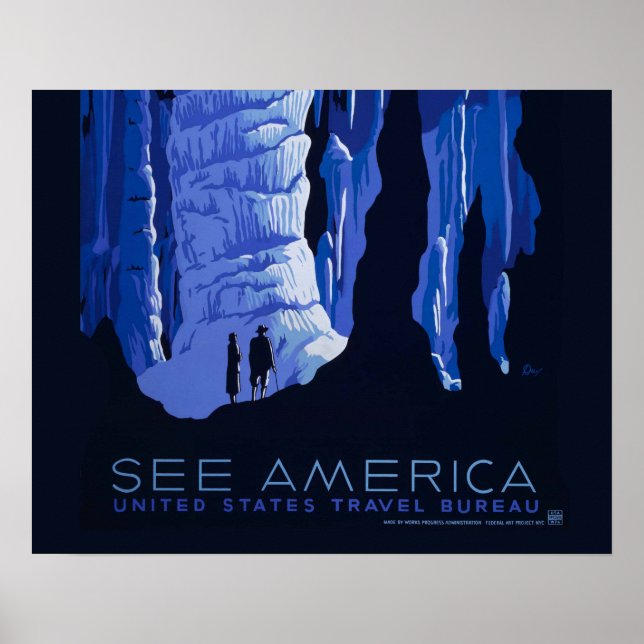 Póster Poster de Viajes de Cavern Vintage (Frente)