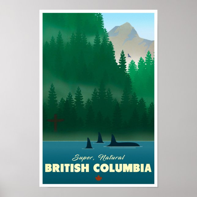 Póster Poster de viajes de Columbia Británica (Frente)