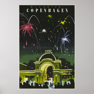 Póster Poster de Viajes de Copenhague Vintage