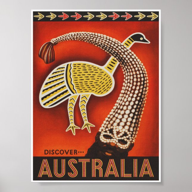 Póster Poster de viajes de cosecha australiana con Emu (Frente)
