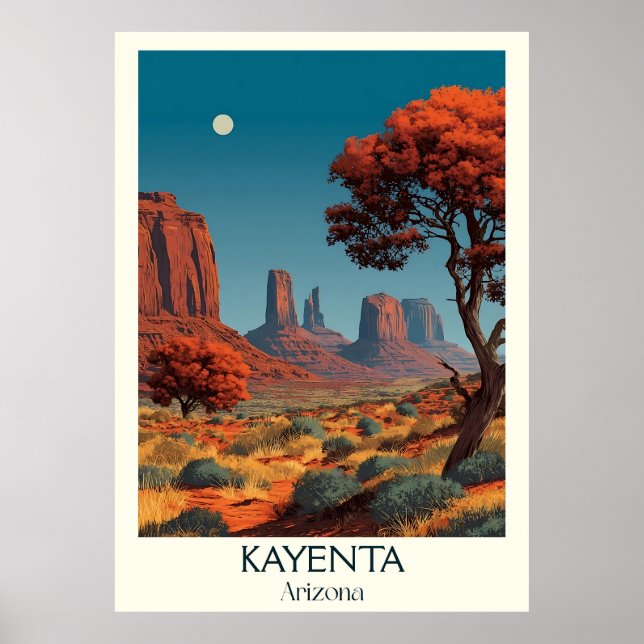 Póster Poster de viajes de cosecha de Kayenta Arizona | R (Frente)